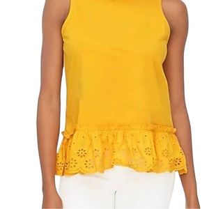 J.Crew Factory Eyelet-hem Tank Top - Size Medium - Sunset Gold